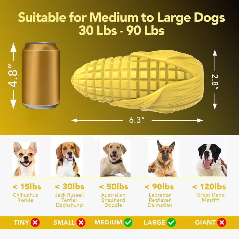 Dog Chew Toys for Aggressive Chewers,Idestructible Tough Durable Squeaky Interactive Dog Toys，Durable Dog Teeth Cleaning Toy for Medium Large Breeds，Corn Stick Toy (Yellow) - PawsPlanet Australia