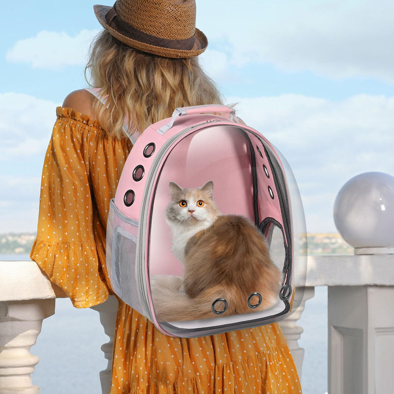 Cat Carrier Backpack, Pet Carrier Backpack Front Pack for Small Medium Cat Puppy Dog Carrier Backpack Bag Space Capsule, Airline-Approved Pet Carrier for Travel Hiking Walking Camping (Pink) Pink - PawsPlanet Australia