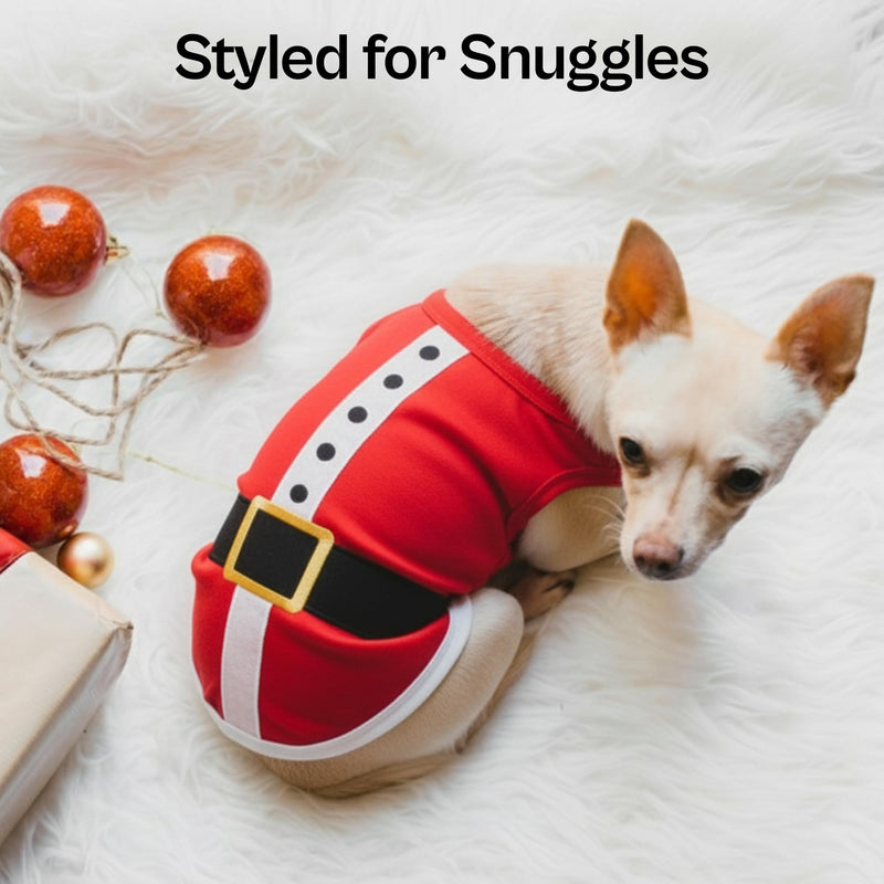 Parisian Pet Dog T-Shirt - Embroidered Santa Outfit - Lightweight Cotton Dog Christmas Outfit - Sleeveless Funny Christmas Pet Clothes - Machine Washable Shirts for Large Dogs - 3XL XXX-Large - PawsPlanet Australia