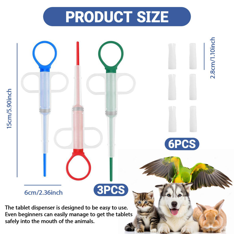 Pill Dispenser Cat Pet Feeder, Pack of 3 Pill Dispenser for Cats Pill Assist Cat Pet Medicine Feeder Pet Reusable Pusher Tablet for Small Animals