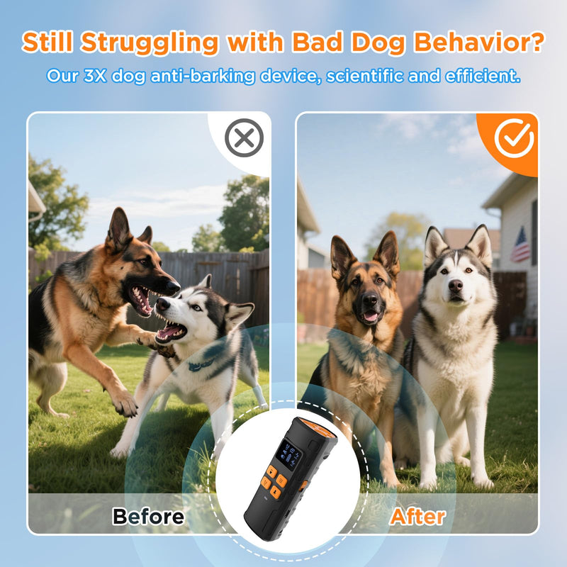 Dogs Bark Deterrent Device, 3X Ultrasonic Anti Barking Device for Dogs, 2600 mAh Rechargeable Barkshield for Dog, 4 Adjustable Modes, Safe for Dog and Humans, Anti Bark Tool - PawsPlanet Australia