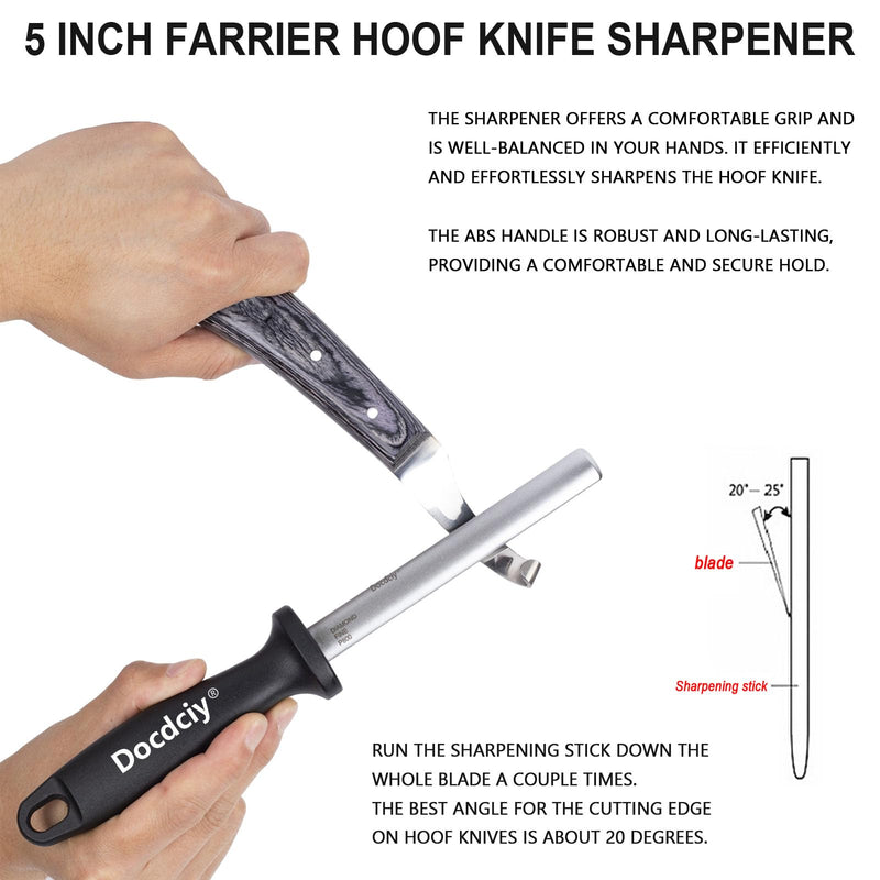 Farrier Hoof Knife Sharpener, Diamond Coated Honing Rod for Curved Blades, Fine 800 Grit Abrasive for Precise Edge Maintenance on Horse Hoof Trimming Tools