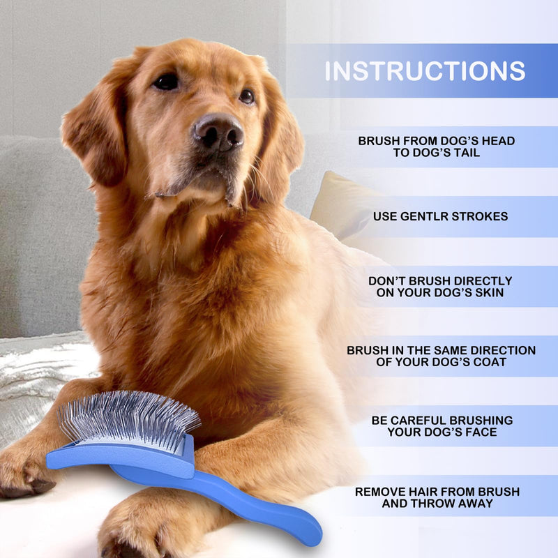 Dog Slicker Brush for Golden Doodle Grooming Kit - Dematting Brushes for Goldendoodles, Labradoodles, Poodles - Pet Hair Brush for Medium & Long Haired Dogs - Large (Blue) Blue
