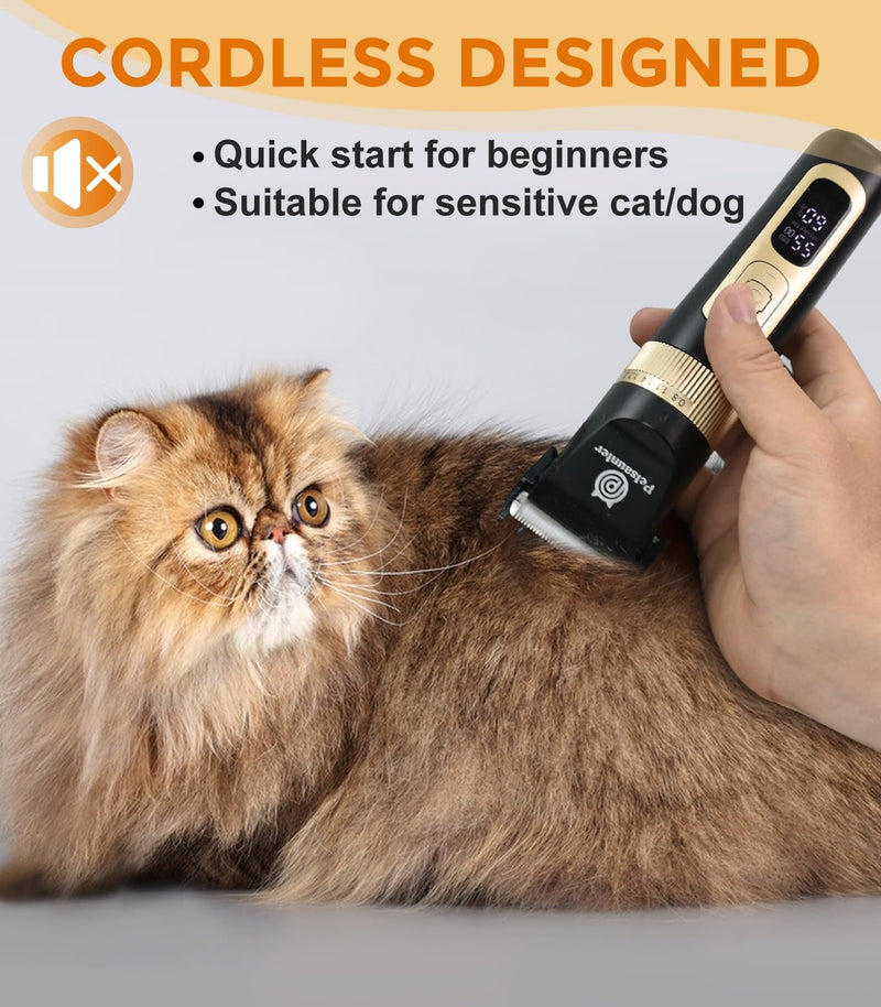 Dog Cat Clippers for Matted Hair - 4-Speed & LCD Dog Clippers for Grooming, Rechargeable for Large&Small Dogs&Cats with Thick Coats - Include a Metal Blade for Paw Trimming(C95ProSet Plus) C95ProSet Plus - PawsPlanet Australia