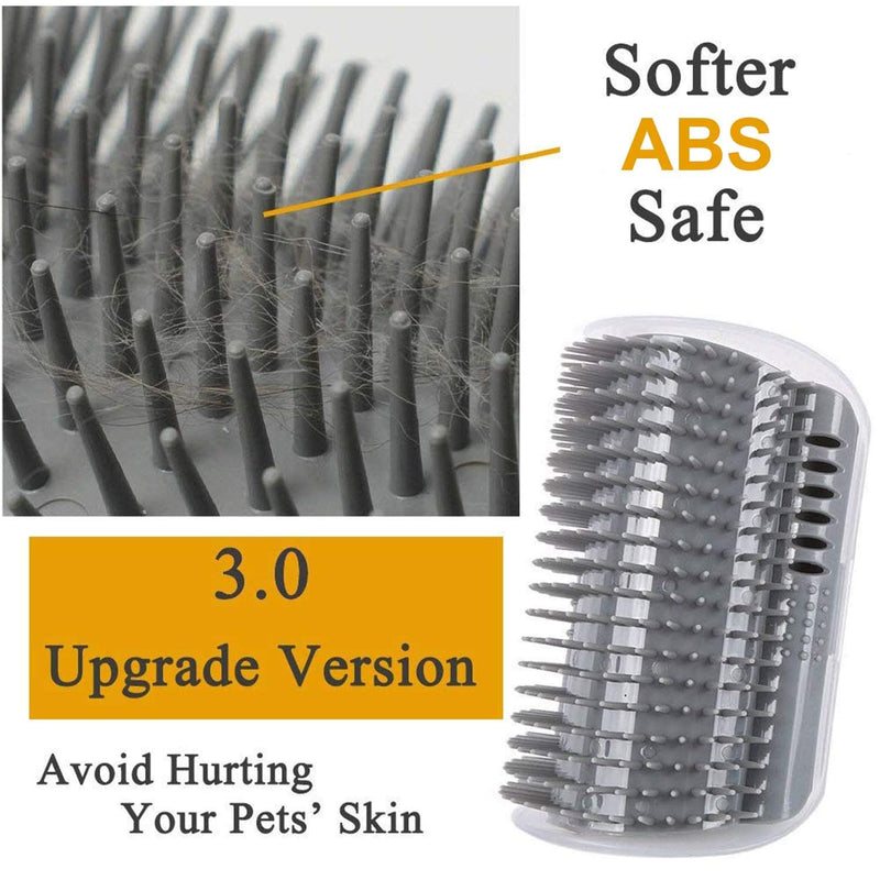 3.0 Softer Cat Self Groomer with Catnip, Dog Cat Corner Groomer,Wall Corner Scratcher Comb,Grooming Massage Brush, Perfect Scratch Massager Tool for Long & Short Fur Kitten/Puppy 3.0 Softer Grey (4 Pack) - PawsPlanet Australia