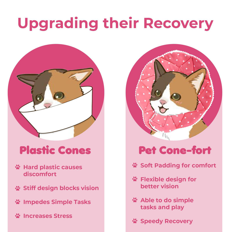 SunGrow Cat Cone Collar Soft, Pet Recovery Elizabethan E Collar Soft Neck Cone to Stop Licking for Cats & Kittens After Surgery, Cat Surgical Recovery Suit for Wound Cover, Puppy Dog & Rabbit Cone 9" - 10.5" Neck Size, Pink - PawsPlanet Australia