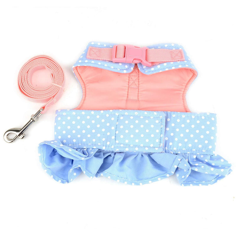 Zunea No Pull Small Dog Girl Harness Dress Escape Proof Cat Kitten Vest Harness Leash Set Step-in Soft Cotton Padded Polka Dot Jacket Chihuahua Puppy Clothes with Cute Bow for Walking Blue XS XS (Chest:12.2-13.7", Neck:8.2-9.4") blue dots - PawsPlanet Australia
