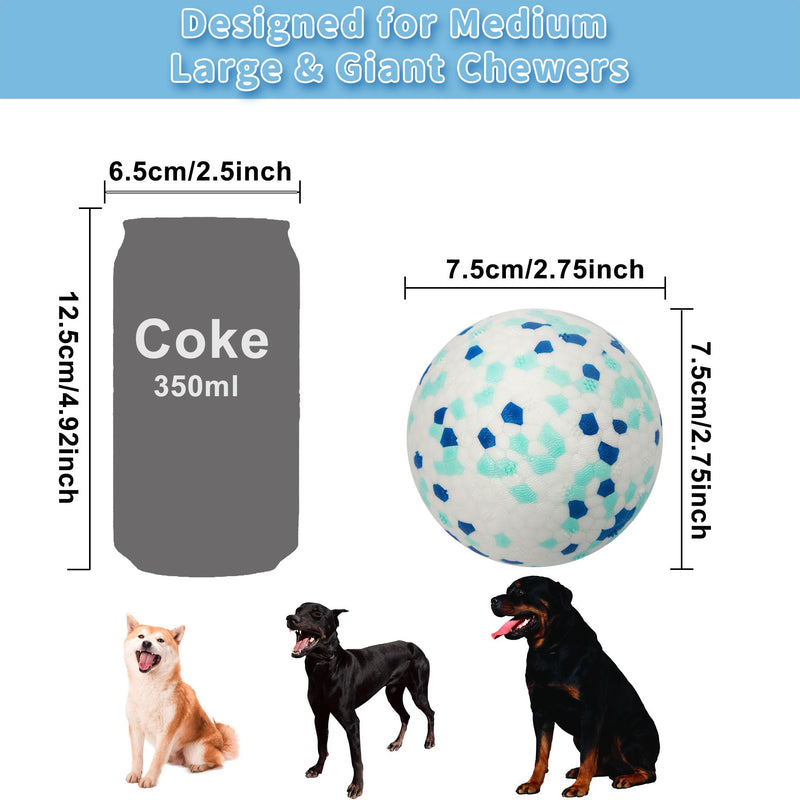 2 Pack Indestructible Dog Tennis Balls for Aggressive Chewers: Interactive Pet Toys, Herding and Jolly Ball for Dogs, Durable, Bouncy, and Water Toy Fetch Balls (White, Blue) - PawsPlanet Australia