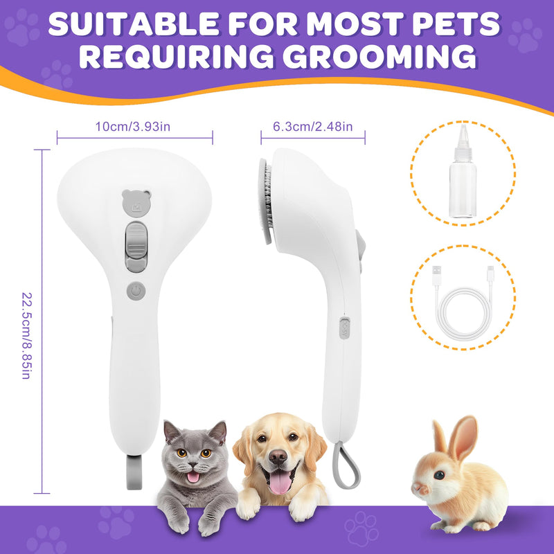 Pet Spray Grooming Brush Cat Brushes Cat Hair Removal Products Cat Shedding Tools Self Cleaning Ergonomic Grip for Short Long Haired Pets Help with matted Fur Rechargable Comb Mist White - PawsPlanet Australia