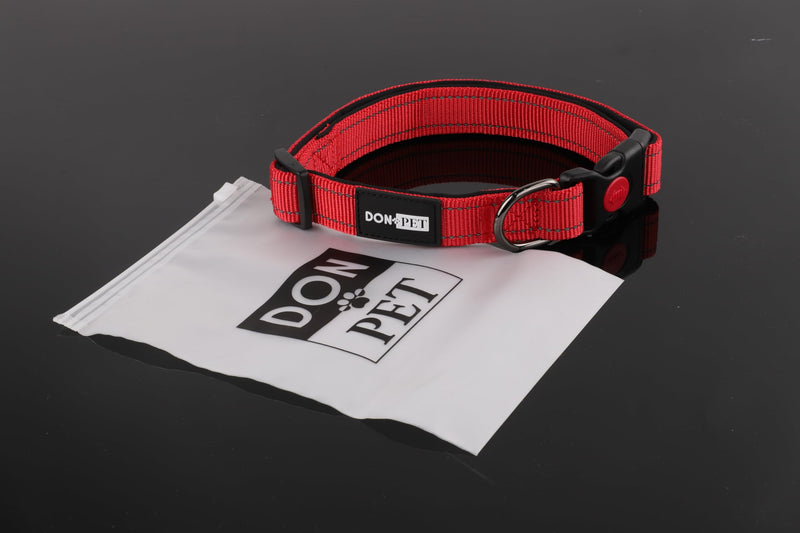 Dog Collar, Reflective Adjustable Basic Dog Collar with Soft Neoprene Padding, Durable Nylon Pet Collars for Puppy, Small, Medium & Large Dogs - Extra Large Red: (45cm - 70cm).