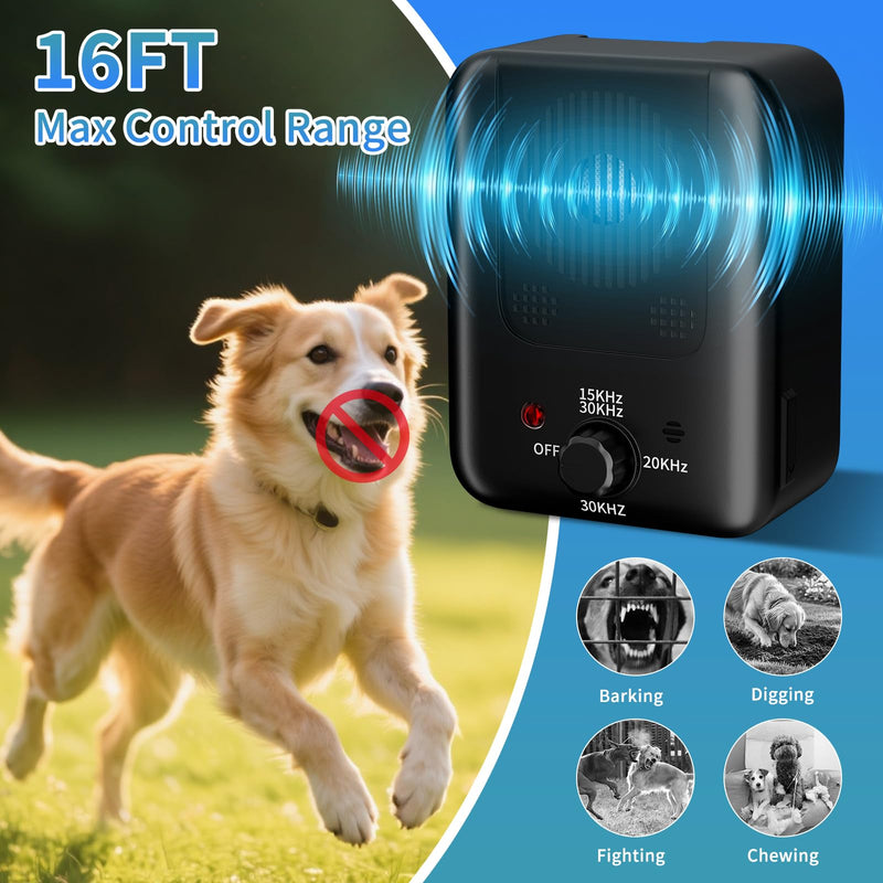 Anti Barking Device for Dogs - 50FT Dog Barking Deterrent Device - 3 Modes Ultrasonic Stop Dog Barking - Rechargeable Bark Stopper Indoor Outdoor Home Garden Automatic Bark Alarm Tool Dogs - PawsPlanet Australia