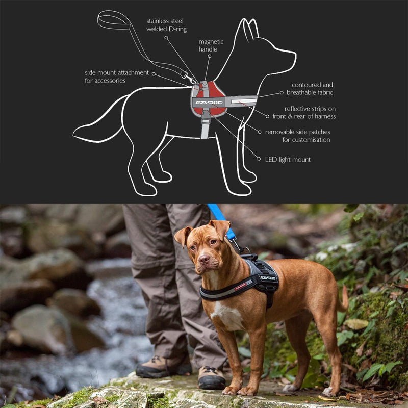 EZYDOG Convert Dog Harness | Magnetic Handle, Anti Pull Harness, Dog Harness for Small, Medium and Large Dogs, LED Light Mount, Reflective Strips, Contoured & Breathable Fabric (XS, Corduroy) X-Small - PawsPlanet Australia