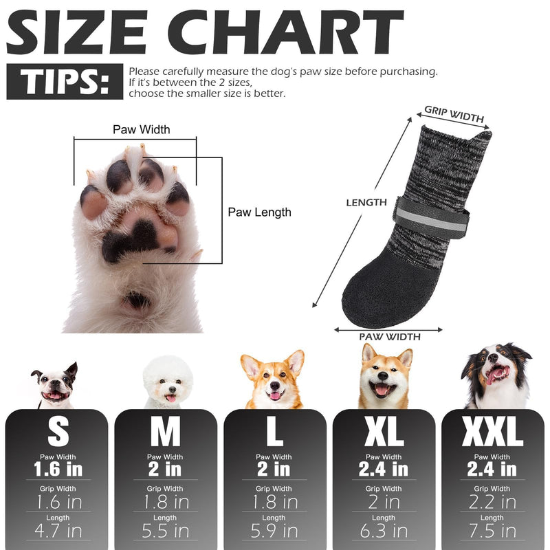EXPAWLORER Anti Slip Dog Socks to Prevent Licking Paws, Shoes for Winter Snow, Boots & Paw Protectors with Grippers, Waterproof Booties for Hardwood Floors for Small Medium Large Senior Dogs Black L - PawsPlanet Australia