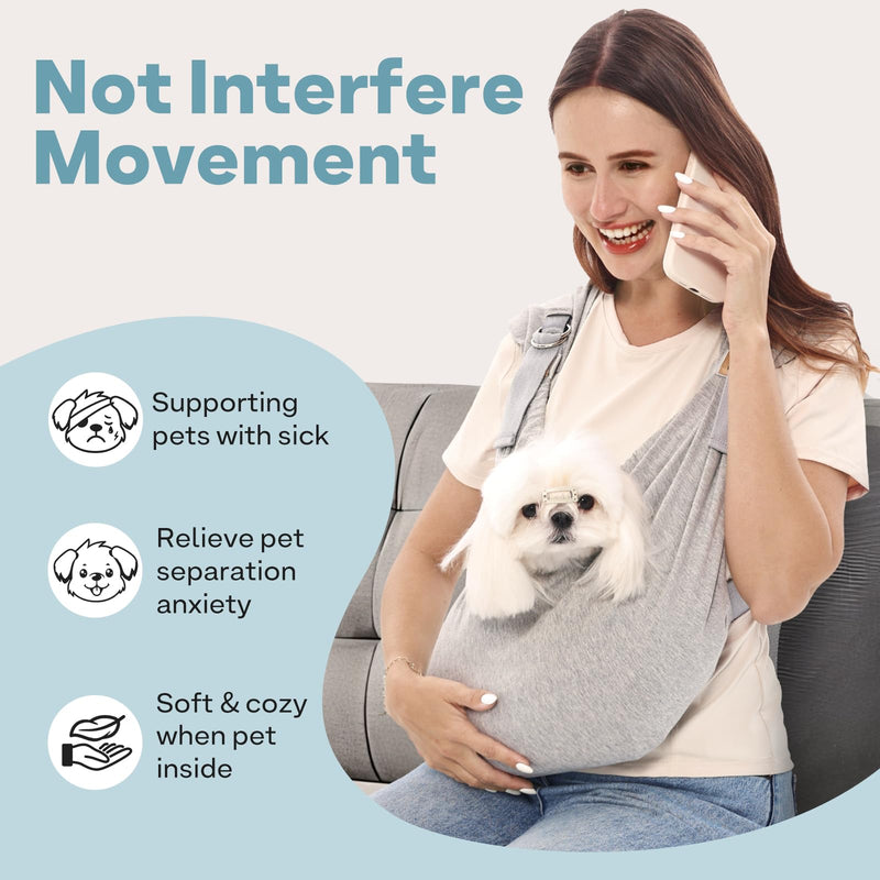 Supet Dog Carrier Sling for Small Dogs, Front Facing Cat Sling Carrier Chest, Hands Free Pet Sling Carrier, Adjustable Dog Front Carrier, Reducing Back Pain, Anti Pet Anxiety (Grey, Regular) Regular ( 3-14LB ) Grey - PawsPlanet Australia