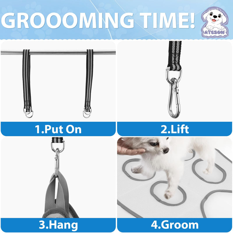 Pet Grooming Hammock Harness for Cats & Small Dogs (XXS), Dog Nail Trimming Sling with Clippers, Scissors & Nail File, Hanging Holder for Easy Grooming & Nail Care XXS for Cats & Tiny Dogs 8LB Gray