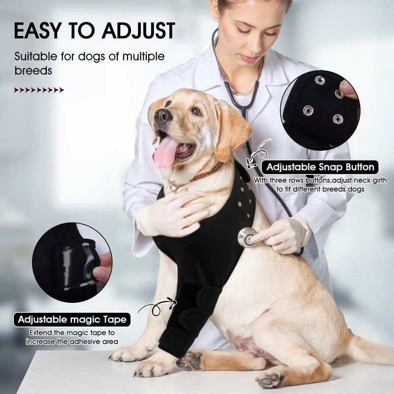 IECOii Dog Recovery Suit,Dog Leg Sleeve for Surgery,Adjustable Dog Wound Elbow Brace Protector,Dog Recovery Sleeve to Prevent Bite Licking,Dogs Protective Sleeve,Dog Post Surgery Body Suit,Black,4XL 4XL(Leg Girth:12.6"/32CM,Sleeve Length:15"/38CM) Black