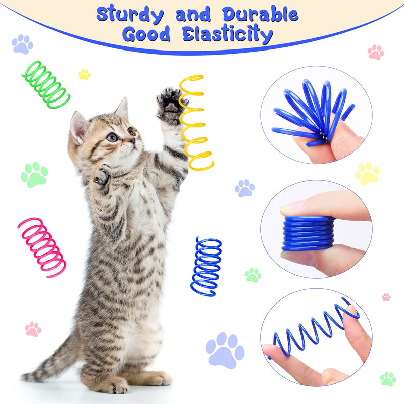 300 Pcs Cat Spring Toy, Cat Spiral Toys Interactive for Indoor Colorful Cats Plastic Springs Coil for Kitten Hunting, Swatting, Biting - PawsPlanet Australia