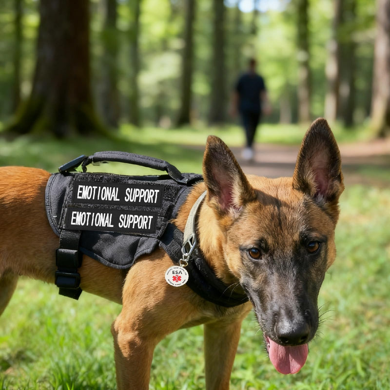 Emotional Support Dog Patches 2 pcs, ESA ID Tag Easily Attach to Dog Collar, Harness (Red Large) Red Esa (Patch & Tag) - PawsPlanet Australia