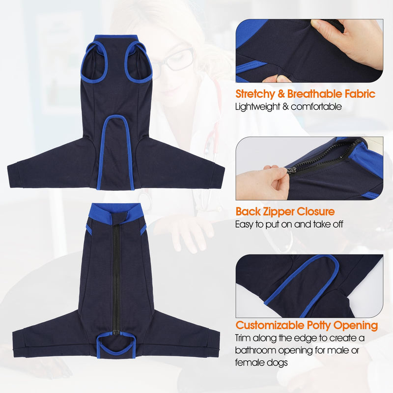 Dog Recovery Suit for Rear Legs,Dog Pants to Prevent Licking,Sleeve for Dogs Rear Legs Abdomen,Dogs Leg Sleeve to Stop Licking,Doggy Onesie for Surgery Female Male,Pet Cone Alternative 3XL Navy Blue