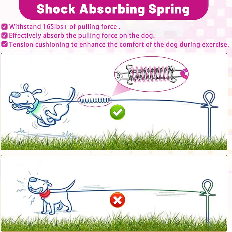 Dog Tie Out Cable 10/15/20/25/30 FT Dog Runner for Yard Steel Wire Dog Cable with Durable Superior Clips Pink Dog Chains Heavy Duty for Outside Hold Large Dogs Up to 165 lbs 20FT - PawsPlanet Australia