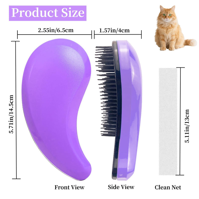 Cat Brush for Shedding - Perfect Grooming Tool for Long-Haired Cats | Deshedding & Hair Remover for Indoor Pets (Purple) Purple