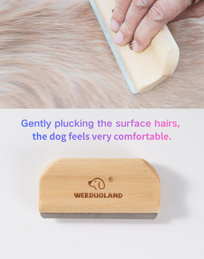 Pet Deshedding Brush for Dogs & Cats, Ergonomic Anti-Slip Wooden Handle Grooming Tool, for Short Long Double-Coated Pet Deshed Brush, Safely & Gently Removes Hair pink - PawsPlanet Australia