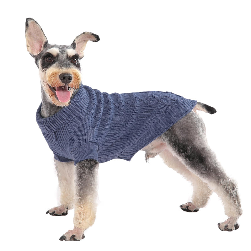 Small Dog Warm Winter Sweater MengMengDa Pet Dog Clothes Dog Knitwear for Small to Medium Breeds Dog Outfits (Dark Blue M) - PawsPlanet Australia