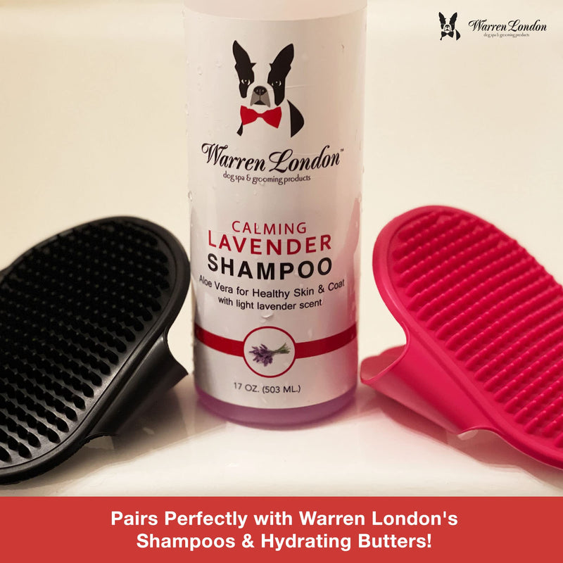 Warren London 2-in-1 Bath & Groom Brush for Dogs & Cats – Red Silicone Scrubber & Applicator for Shampoo, Hydrating Butter or Leave-In Conditioner – Gentle Massaging Grip - PawsPlanet Australia