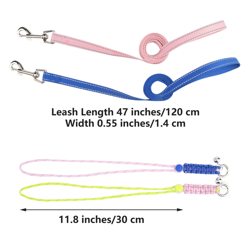 2pcs Figure 8 Harness and Leash with Reflective Strap and Bell for Ferrets, Rabbits, Bearded Dragon, Guinea Pig, Chinchilla and Hamster Small Animal Harness (Blue+Pink) Blue+Pink - PawsPlanet Australia