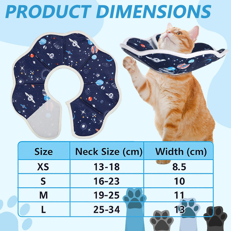 JunD Soft Cat Neck Collar, Adjustable Recovery Collar for Cats & Small Dogs, Prevents Licking After Surgery, Waterproof & Washable Material, M Planet