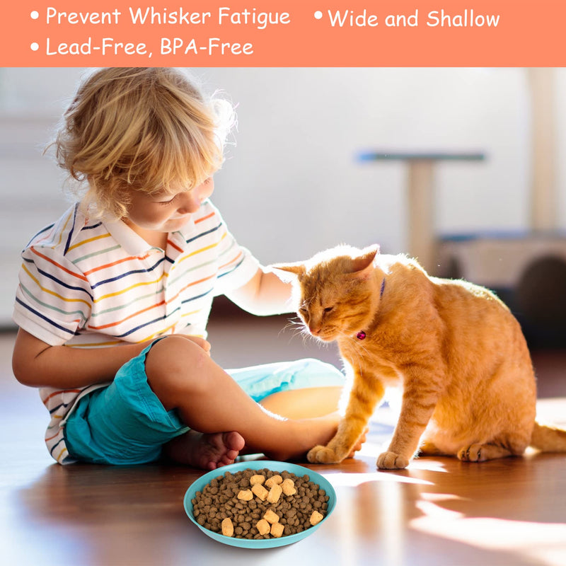 Cat Bowls for Food and Water, 6 inch Whisker Fatigue Free Cat Food Bowl, Unbreakable Wheat Straw Cat Dishes, Environment Friendly Pet Feeding Plate (8 Pcs) 8 Pcs Round - 4 Color - PawsPlanet Australia
