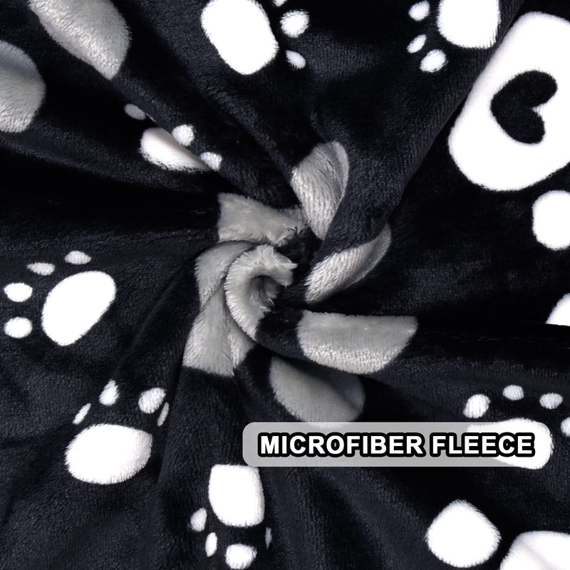 Dog Blanket, Soft Fleece Dog Blankets for Large Dogs, Fluffy Flannel Pet Cat Puppy Blanket Mat Cover for Bed Couch, Cute Paw Print Throw Blanket for Dogs, Black 60"X50" 60" X 50" - PawsPlanet Australia