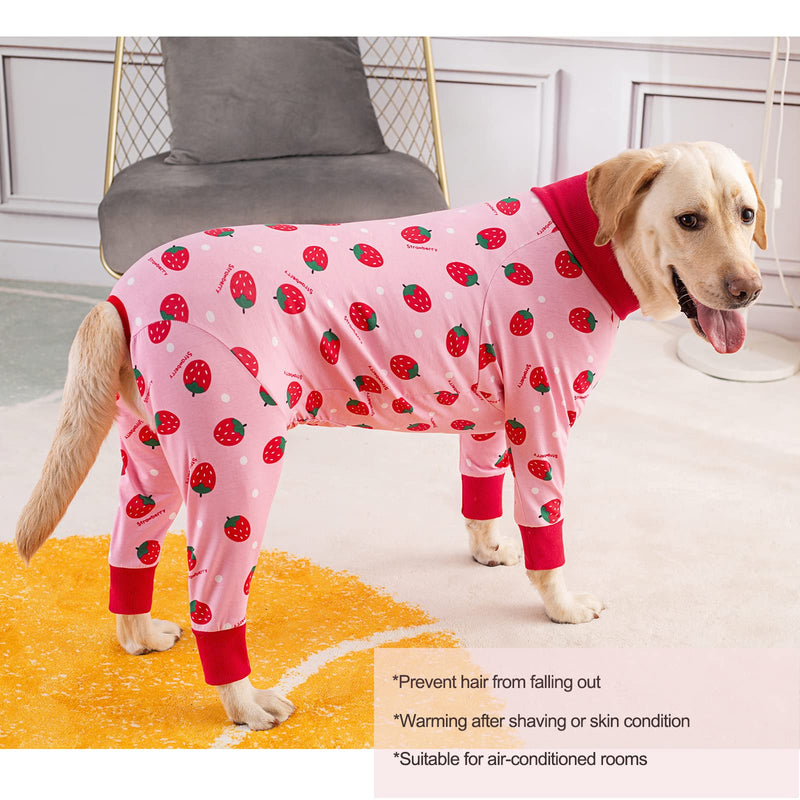 Dog Recovery Suit After Surgery Soft Long Sleeve Dog Neuter Shirt Cone Alternatives, Prevent Licking Dog Surgical Onesies for Large Medium Dog Shedding Suit (5X-Large, Strawberry) 5X-Large