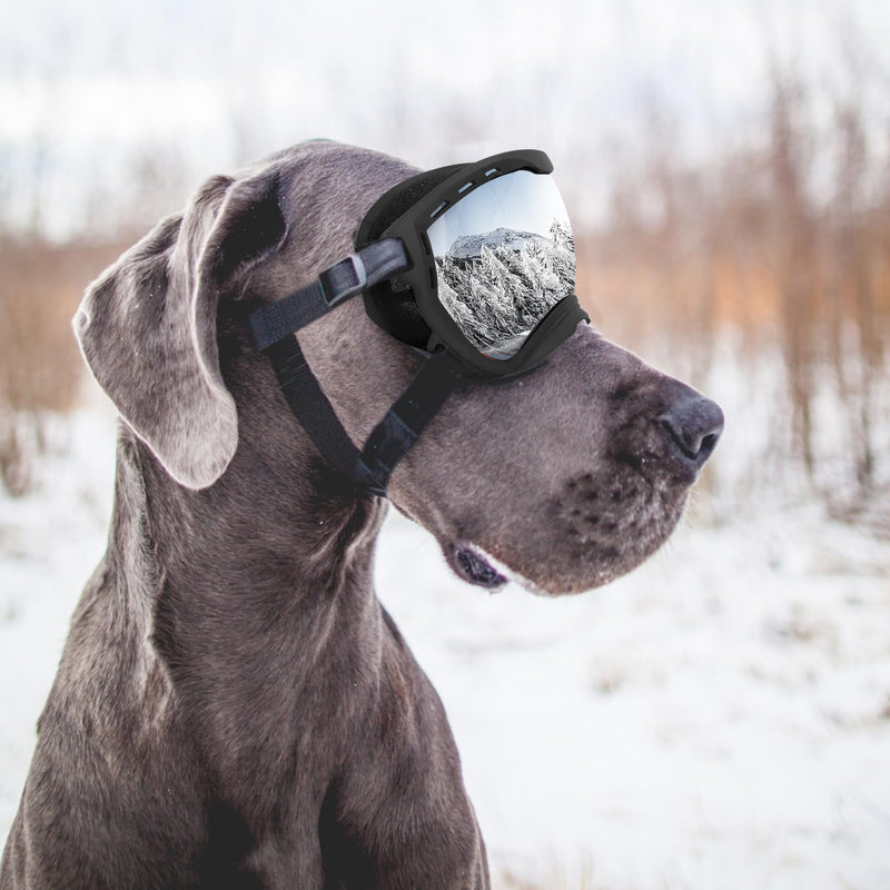 Dog Goggles for Large Dogs, UV Wind Dust Fog Protection, Soft Frame Adjustable Dog Sunglasses, Summer Driving & Winter Snow Eyewear, Tactical Pet Glasses with Elastic Strap (Black) Black - PawsPlanet Australia