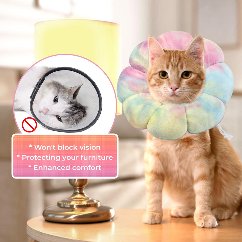 Adjustable Dog Cone Collar, Soft Dog Elizabethan Collar Recovery E Collar After Surgery, Recovery E-Collar for Kittens/Puppies and Cats Recovery (Pink Blue, M) pink blue