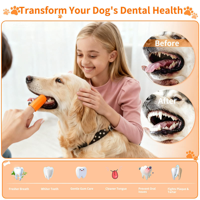 Dog Toothbrush Kit - 4 Double Head & 3 Finger Toothbrushes for Dogs and Cats, Soft Bristles for Teeth Cleaning & Dental Care, Non Slip Pet Tooth Brushes for Small/Large Pets 1-Pcs - PawsPlanet Australia
