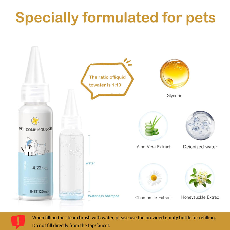 Dog Steam Brush 3-in-1 Spray Bath Brush for Dog and Cat, Pet Hair Removal Comb for Long & Short Haired Pets, Self Cleaning Grooming Brush Yellow 1 Shampoo Pets Brush & 1 Shampoo
