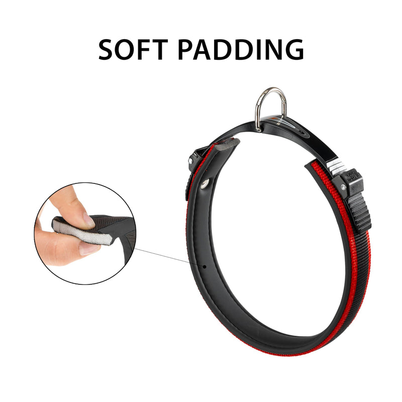 Ferplast Dog Collar ERGOCOMFORT, Collar for Small Size Dogs, Closure with Microadjustment, Soft Padding, Quick Release, Red 25-33 cm x 15 mm