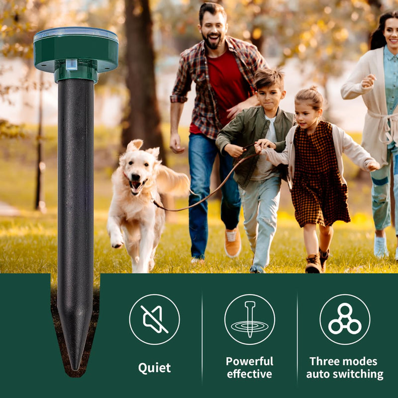 Green 8 Mole Repellent for lawns Gopher Repellent Ultrasonic Solar Powered Snake Repellent Deterrent Mole Repeller Vole Repellent Outdoor Lawns Garden Yard All Pests Sonic Spikes Stakes Chaser upgrade - PawsPlanet Australia