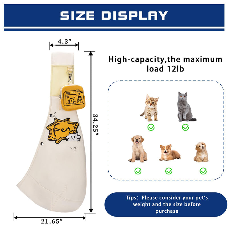 Dog Sling Carrier for Small Dogs & Cats (3-12 lbs) -Dual Lock Security Escape-Proof, Puppy Carrier with Adjustable Padded Strap & Free Detachable Wallet for Travel(White) White - PawsPlanet Australia