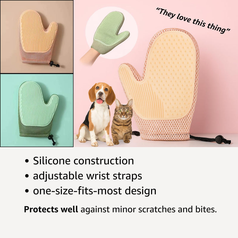 EpiGlove2 Pet Grooming Glove - Double-Sided Deshedding & Hair Removal Brush for Cats & Dogs - Massaging Bathing Mitt, Electrostatic Pet Fur Remover for Furniture & Clothes (Green) Green - PawsPlanet Australia