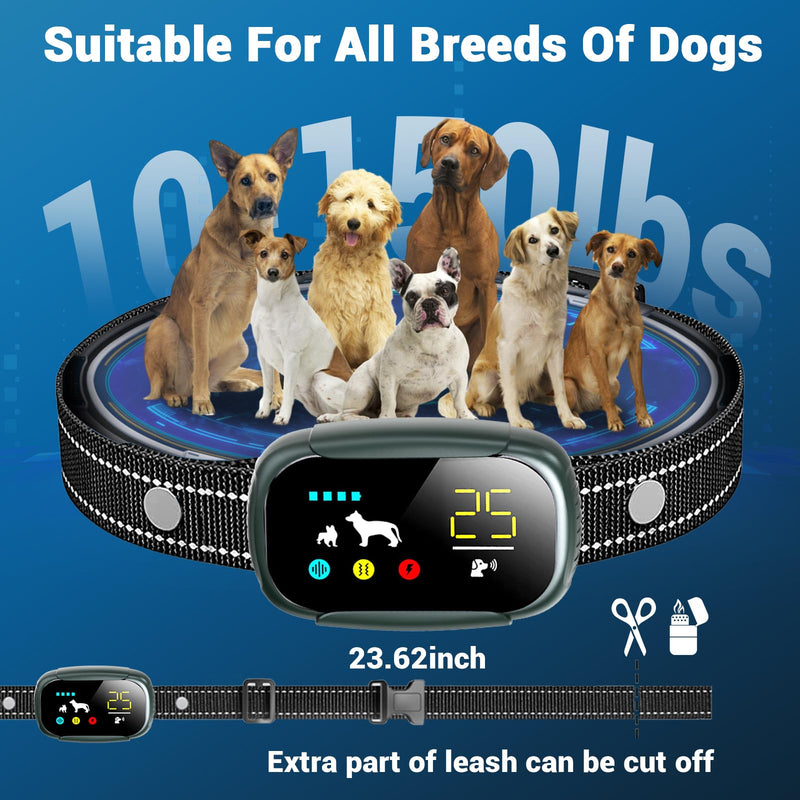 Dog Bark Collar, Dog Shock Collar for Large Medium Small Dogs 10-150lbs, Rechargeable Anti Barking Training Collar with 5 Adjustable Sensitivity, IP67 Waterproof Dog bark Deterrent Devices (Green) Green - PawsPlanet Australia