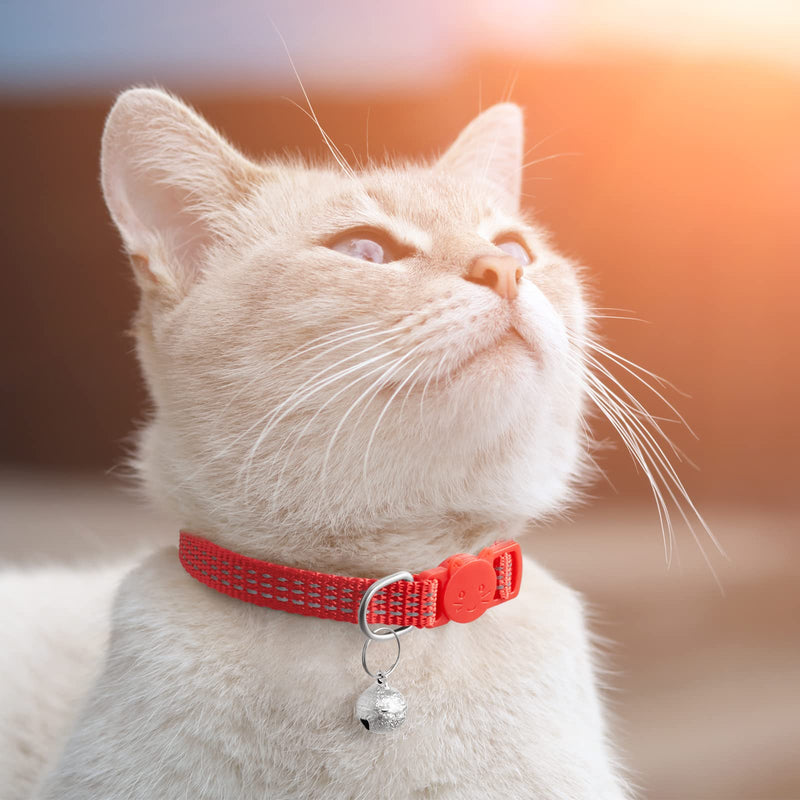 Upgraded Version 6 Pack Reflective Cat Collars with Bell,Breakaway Safety Kitten Collar,Adjustable 7''-12'',for Girl Boy Cats,Pet Supplies,Stuff,Accessories 6 Colors - PawsPlanet Australia