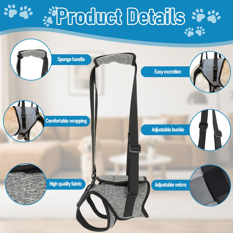 Dog Lifting Harness, Adjustable Emotional Support Dog Harness, Soft Dog Support Harness for Back Legs, Portable Dog Harness with Lift Sponge Handle for Elderly Disabled Joint Dogs L
