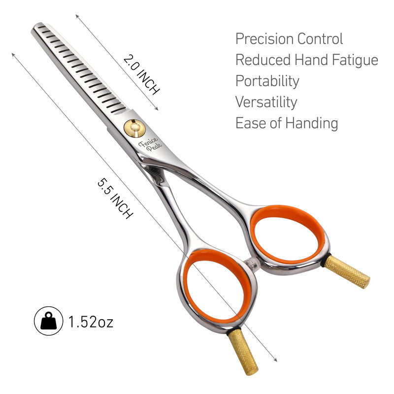 Fenice Peak 5'' Small Thinning Scissors Lightweight Dog and Cat Grooming Scissors with Safety Round Tip JP440C Stainless Steel Sharp Blades for Body Facial Nose Ear and Paw Hair Easy Use Thinner 5" - PawsPlanet Australia