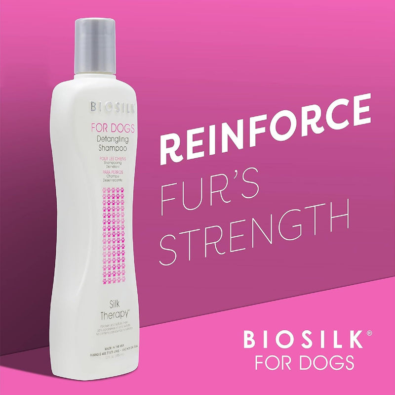 BioSilk for Dogs Silk Therapy Moisturizing Dog Detangling Shampoo - Dog Matted Hair Detangler Cleans, Moisturizes, and Detangles - Dematting Shampoo for Dogs, Grooming Supplies, 12 Fl Oz 12 Fl Oz (Pack of 1)