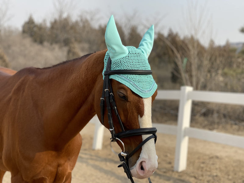 Horse Ear Bonnet/Net/Hat/Horse Hood/Mask Horse Veil Horse Ear Bonnet (Full, Mint) Full