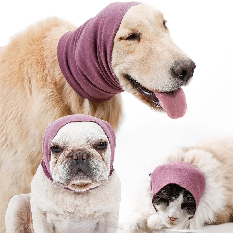 Dog Ear Protection Cover, Dog Ear Cover for Anxiety Relief, Adjustable Cat Ear Scarf, Dogs Ear Defenders, Neck and Ears Warmer for Bathing Drying, Grooming & Noise Reduction(Purple, M) Purple