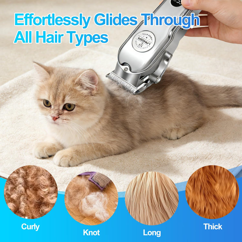JFX Dog Clippers for Grooming for Thick Heavy Coats,Low Noise Cats Trimming, Cordless Pet Clippers for Grooming Rechargeable Pet Cat Trimmer, Dog Shaver for Dogs Pets and Animals