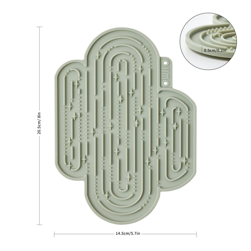 OHMO-Cactus Lick Mat for Dogs and Cats(2 Pack) Easy to Clean Pet Slow Feeder with Suction Cups, Licking Pad for Anxiety Relief and Boredom Reduction(Cactus&Light Green) Medium Light Green+Camo Green - PawsPlanet Australia